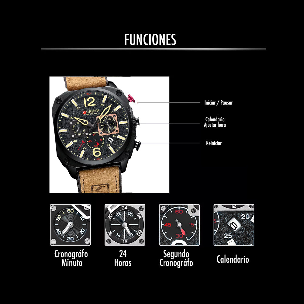 Reloj Curren 8398 Clásico Cuarzo cuero